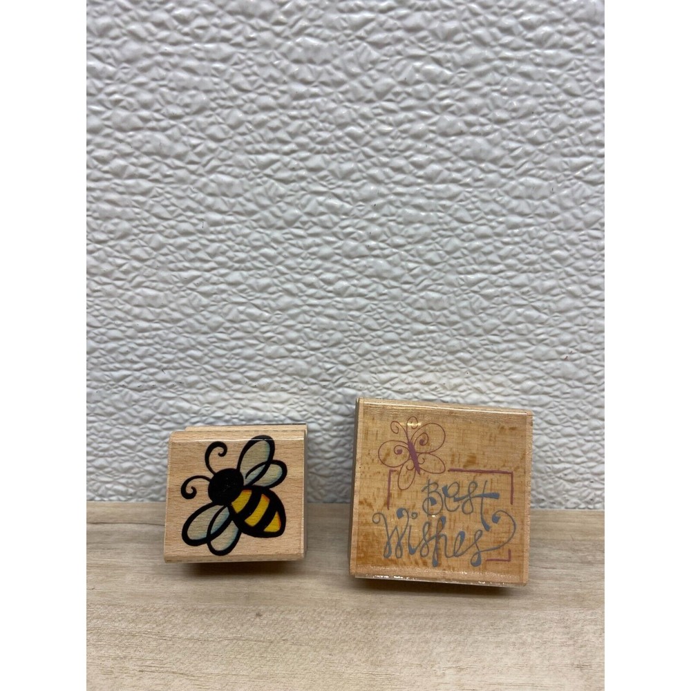 Mixed Brands Set Of 2 Wood Mounted Rubber Stamps Mixed Themes